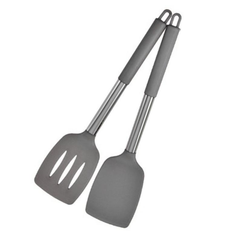 2pcs Silicone Solid Spatula Non-stick Slotted Kitchen Scraper BPA-free Cooking Utensils Are Very Suitable for Cooking Fish, Eggs and Pancakes.