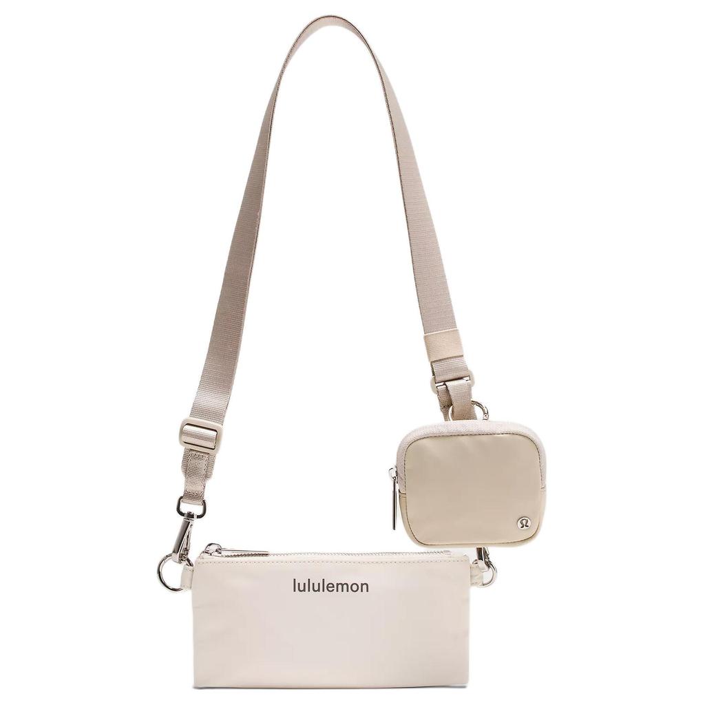Lululemon Dual-Pouch Sling Casual Fashion Zipper Closure Nylon Shoulder Crossbody Bag Unisex Bags Natural-Linen Bone LU9C16S-060510
