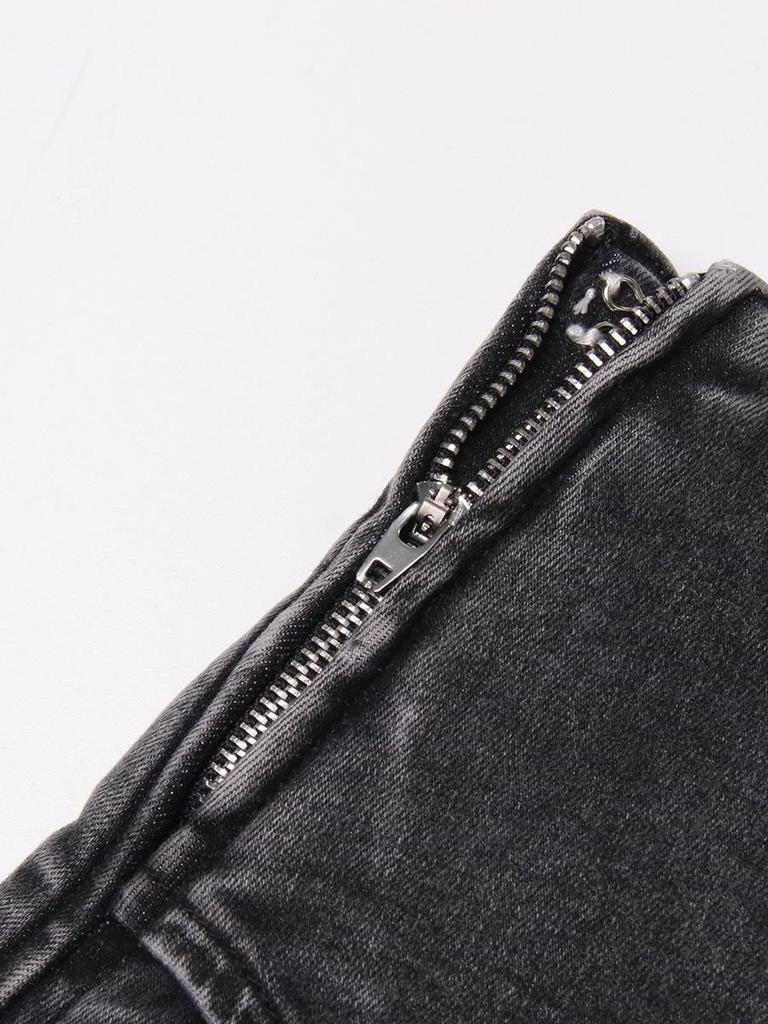 Street Style Denim Skort 2026: Irregular Waist, High-Waisted Wash, Faux Two-Piece Shorts