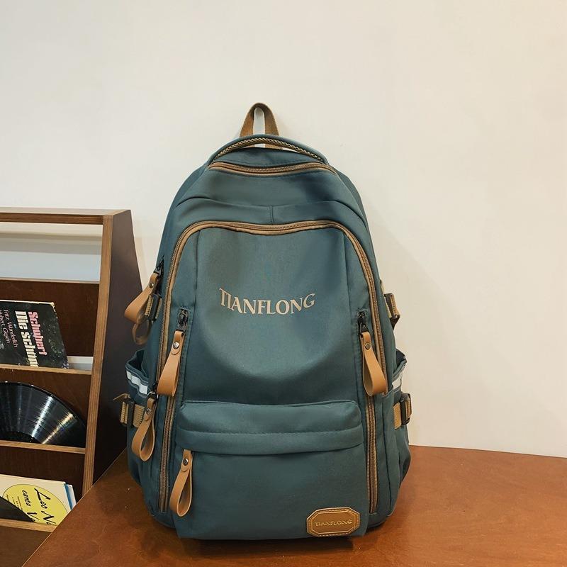 

Large capacity backpack, men s and women s niche design sense school bag, high school student, college student computer backpack, trend bag зелёный