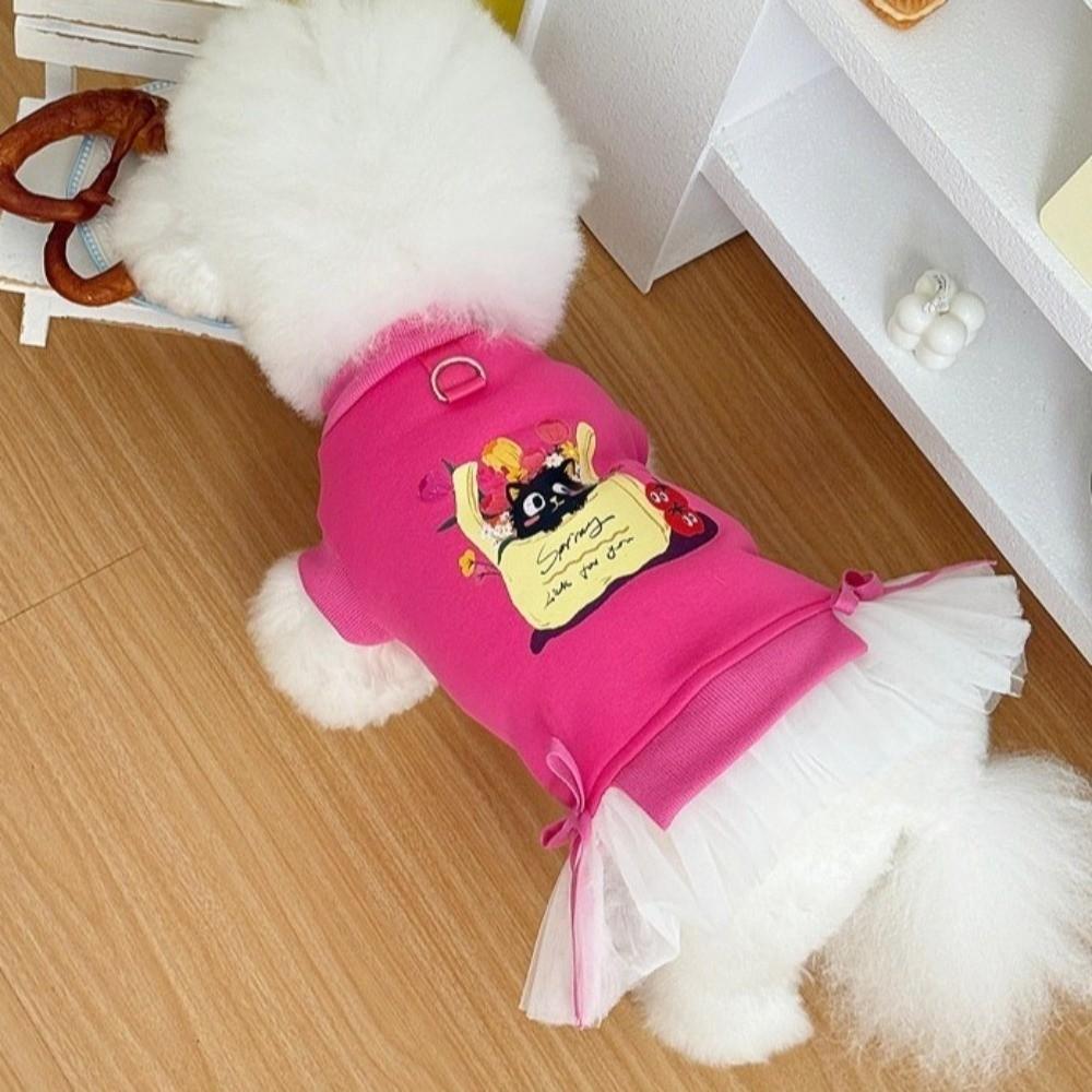 Pet Hoodie Dopamine Dog Pullover Hoodie Warm Thick Cartoon Print Pet Puppy Skirt Breathable Soft Dog Clothing Autumn Winter