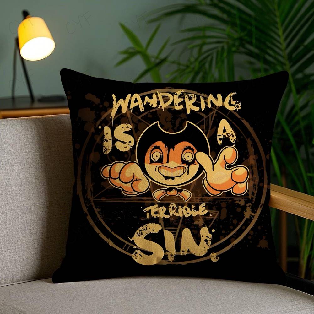 B-Bendy And The I-Ink Machine Anime Pillow Case Safe Custom Photo Pillow, Anti-Fade Brushed Fleece Cushion
