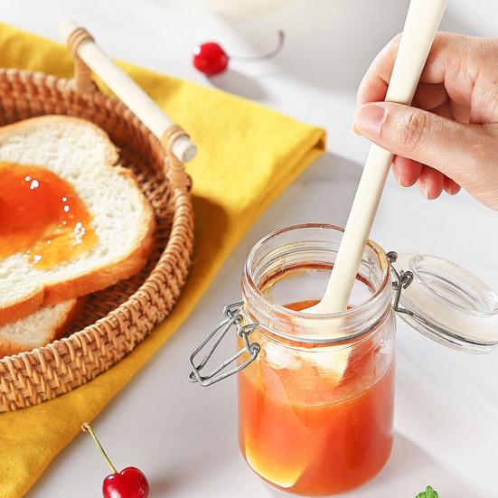 Yousheng Silicone Jar Spatula for Scraping Spreading Long Handle Rubber Scraper for Jars Bottles Heat Resistant BPA Free Silicone Utensil for Home