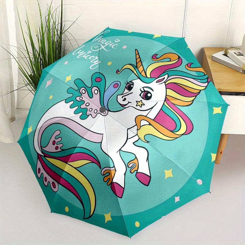 Magical Unicorn Plate: Fantasy for Kids  Rooms!Umbrella, Portable 3-Fold Compact Umbrella,Christmas Gift ES482