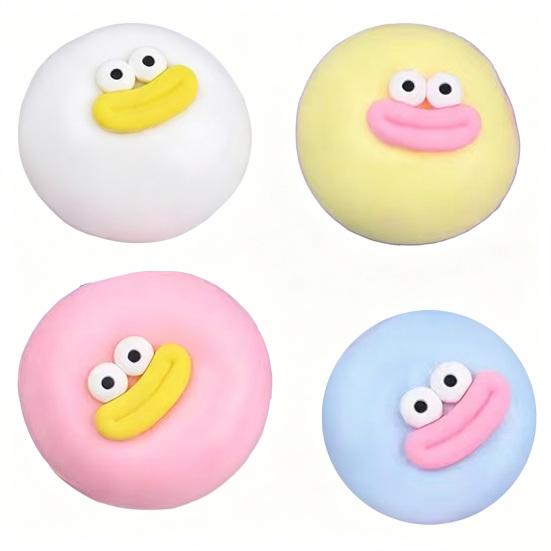 Cartoon Sausage Mouth Stress Ball Bun Squeeze Fidget Big Eyes Steamed Toy Soft Stretchy Decompression Dumpling