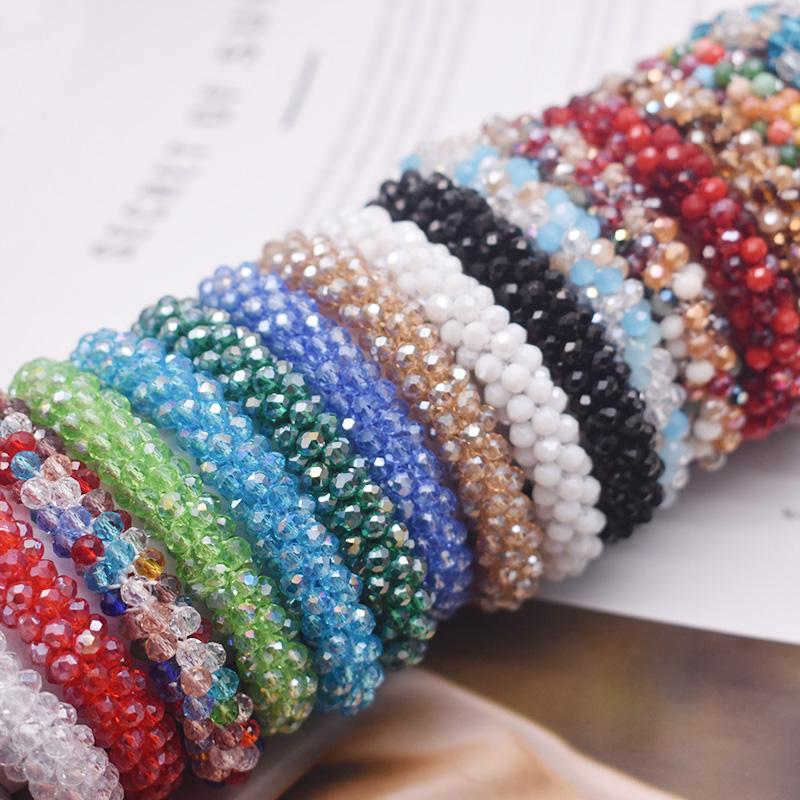 Trendy Bead Bracelet Elastic Handmade Strand Bracelets for Women Gift New Hair Accessory Glass Beads Bracelet