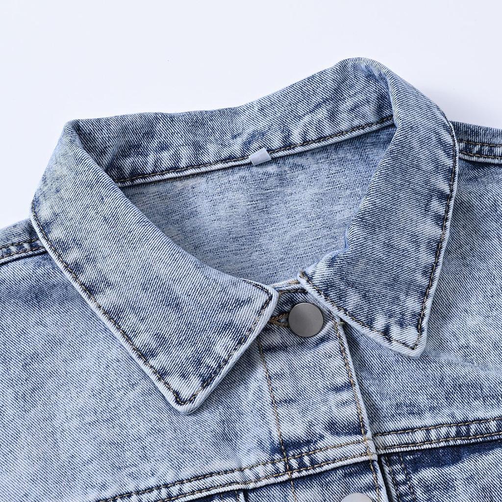 Women's Slim Fit Denim Jacket - Versatile Long Sleeve for Spring and Autumn