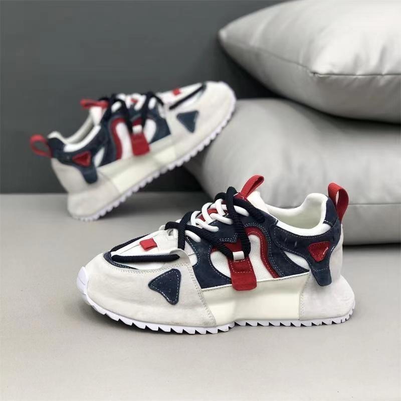 Designer Chunky Sneaker for Men Cover Bottom Board Shoes Fashion Casual Leather Breathable Increased Internal Platform Shoes