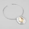 Tooxika Patchwork Oval Mirror Necklace Metal Colour Blocking Pendant Necklace Collar