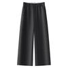 2024 Women's Bestseller Grey Wool Wide-Leg Cropped Pants for Autumn/Winter