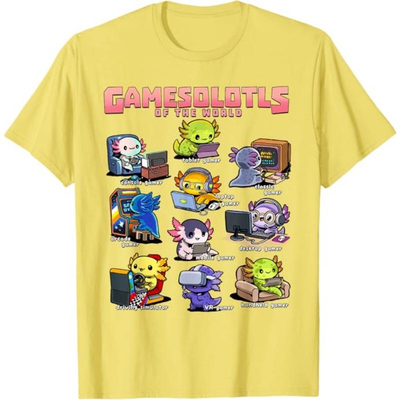 

Gamesolotls of The World - Diverse Gamer Axolotl Collection T-Shirt Video Game Cute Axolotls Cartoon Graphic Tee Novelty Gift 110