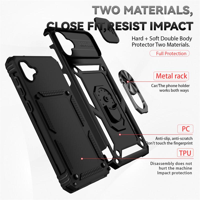 For Samsung Galaxy A04 Case Samsung Galaxy A04 A14 A24 A34 A54 5G Slide Camera Len Phone Cover Shockproof Stand PC Silicon Cover