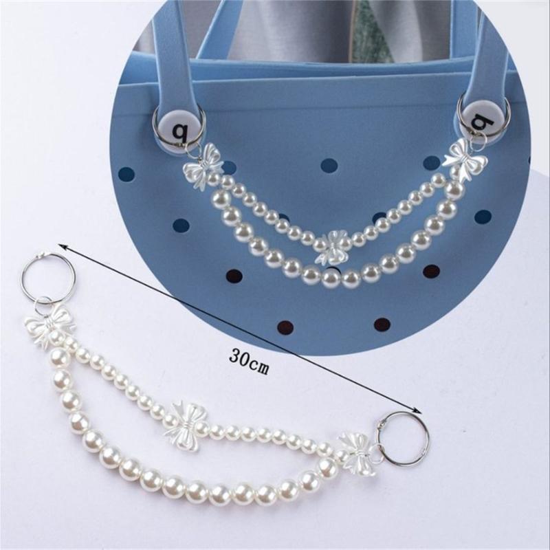2Pcs Artificial Pearls Chain Bag Decoration Charm Large Imitation Pearls Beads Purse Chain Handbag Chain For Women Bag