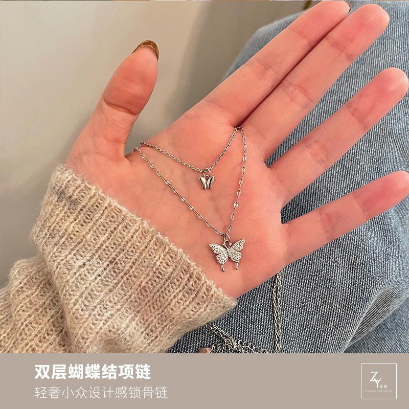 Korean Trend Gentle Temperament Zircon Water Drop Necklace, Cold Wind Simple Super Fairy Girlfriend Collarbone Chain Woman