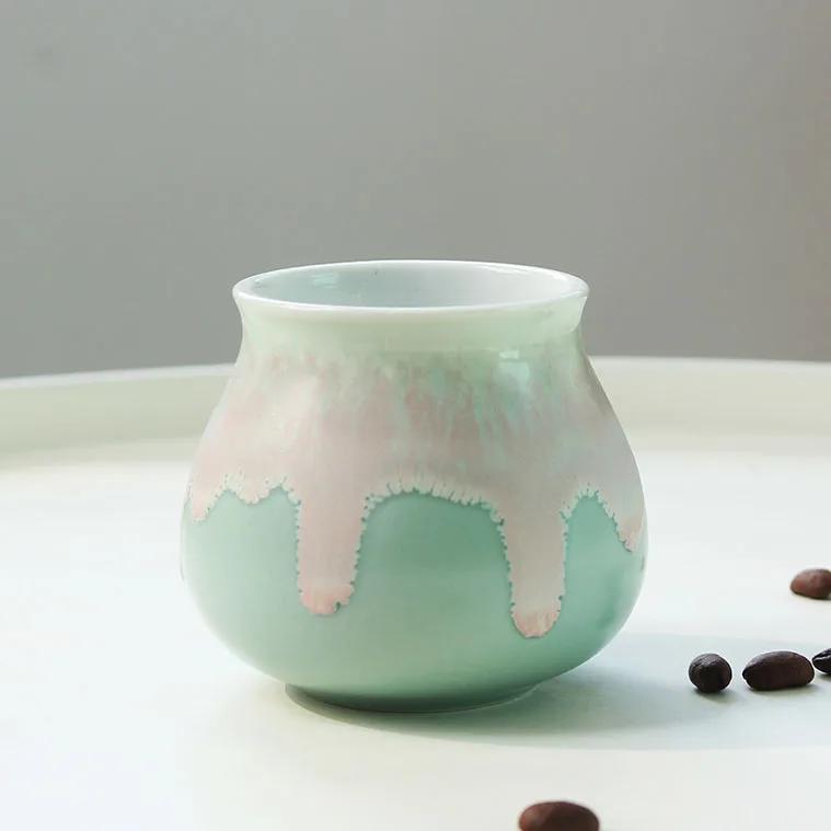 Ceramic Coffee Mug Macaron Flowing Glaze Italian Espresso Pour-over Tasting Cup Sensory Smell Flavor Concentrate 180ml зелёный
