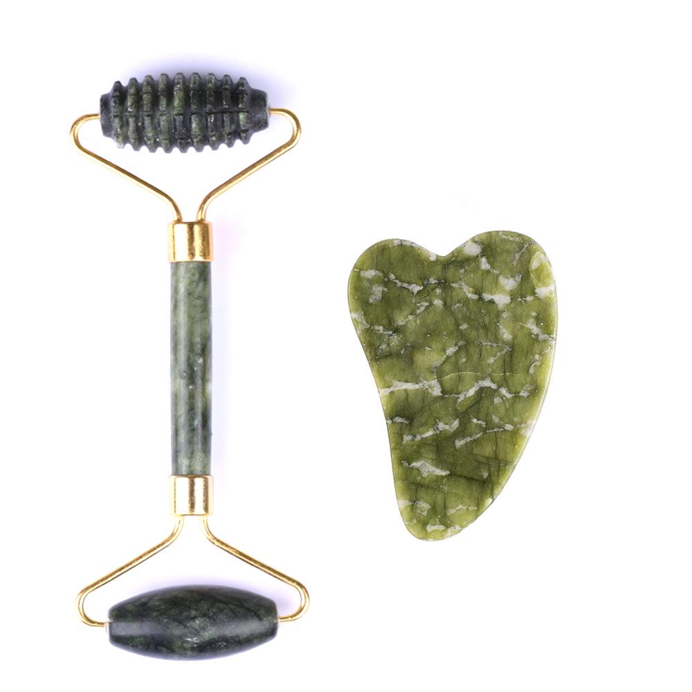 Jade Gua Sha Facial & Body Roller Massager for Full Meridian Scraping Massage.