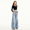American Light Blue Wide-leg Jeans Women's Spring and Autumn New Straight Loose and Thin Floor-mopping Trousers