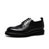 Round Head Block Men'S Leather Big Head Business Casual Shoes First Layer Cowhide Leather Shoes Thick Sole Increase