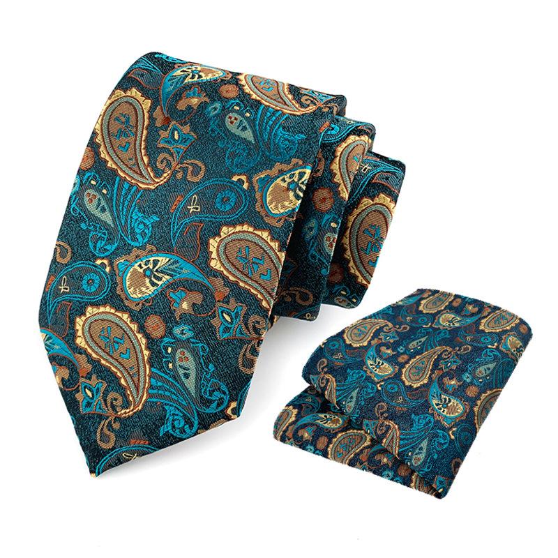 Polyester Paisley Tie Pocket Towel Two-Piece Set, Business Tie