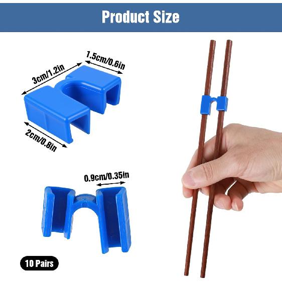 10 Pairs Reble Chopstick Helper, Chopstick Trainers for Beginners, Adult Straining Chopsticks Hinges Connector, Non-Slip Chopsticks Trainer