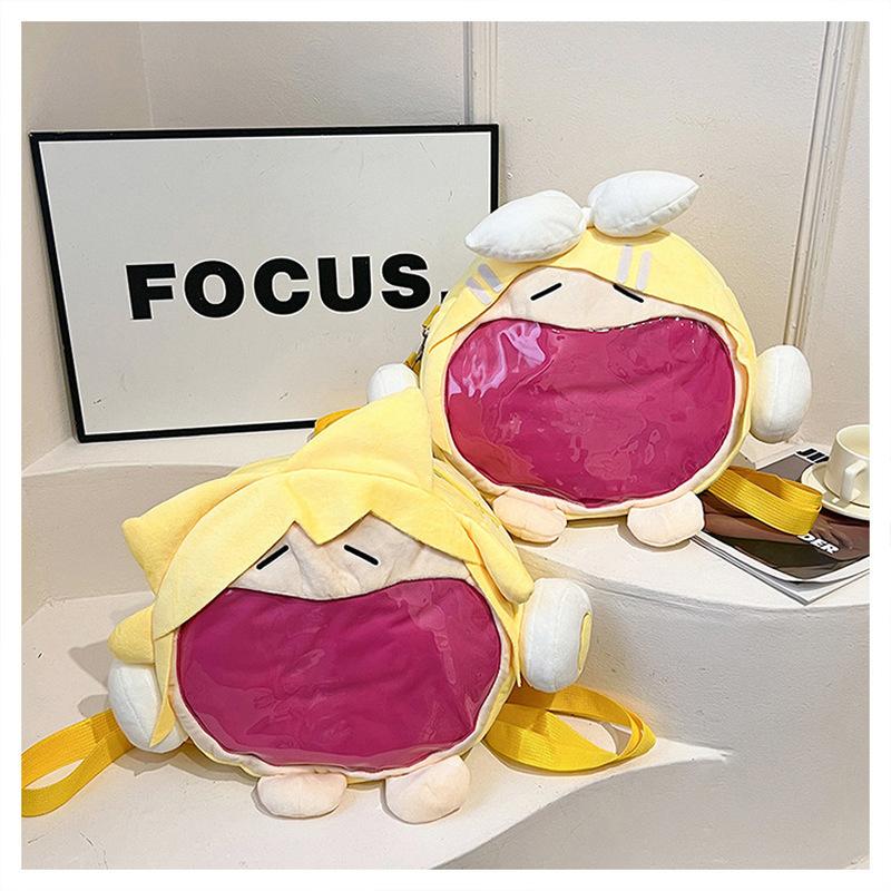 Cute Japanese Anime Cartoon Plush Transparent Display Ita Backpack For Young Women School Daily Outdoor Use Anime Fans