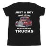 Just A Boy Who Loves Old School Trucks Vintage Trucks Youth Short Sleeve T-Shirt