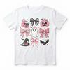 Halloween Shirt Pink Bow Coquette Halloween T-Shirt Pumpkin Ghost Youth T-Shirt