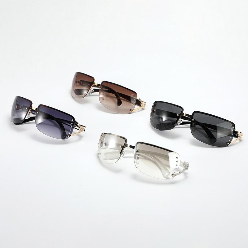 Wrap Around Y2K Sunglasses for Women Men Fashion Star Rimless Sun Glasses Cool Girls Punk Goggles Trendy Shades