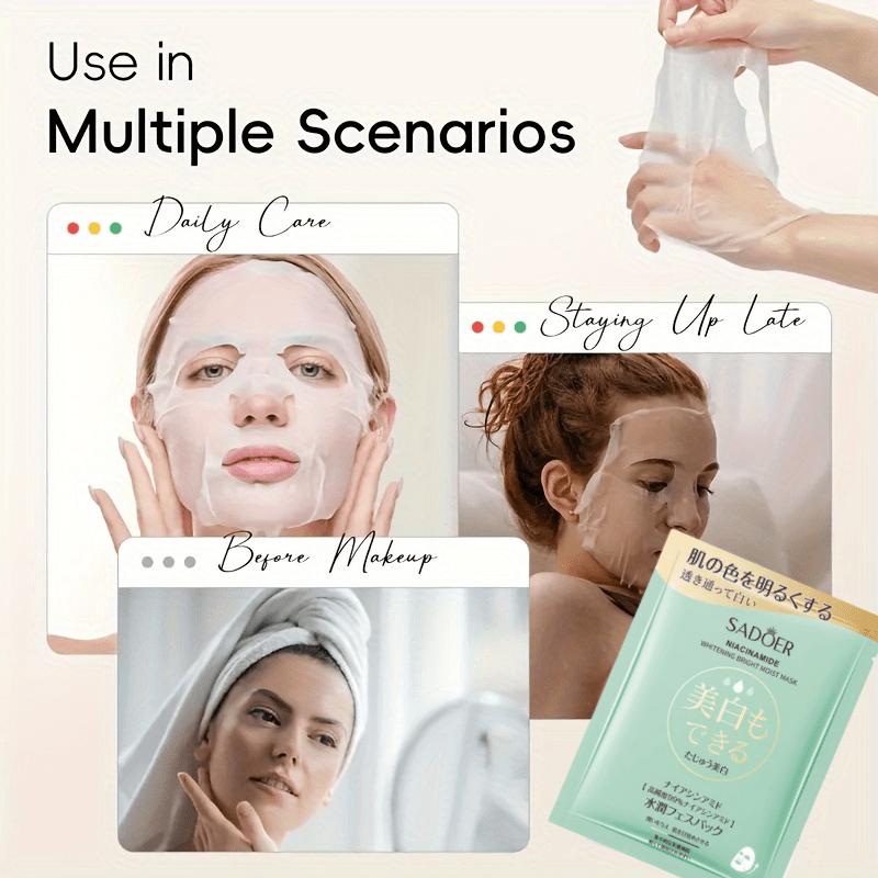 16pcs Japanese Nicotinamide Facial Masks for Face Moisturizing Brightening Firming Hydrating Face Mask  99% High Purity Niacinamide Brightening