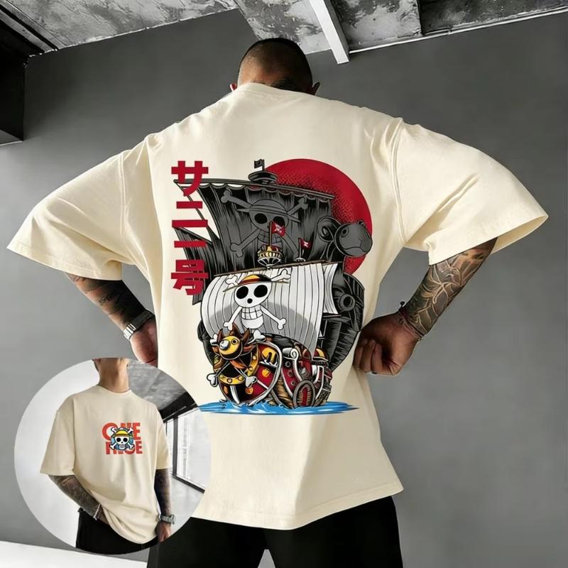 

ONE PIECE Thousand Sunny Unisex Pure Cotton Tshirt 2026 Summer Anime Print Oversized Loose Parentchild Short Sleeved Top S