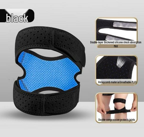 Breathable Silicone Knee Support Strap for Sports - Shock Absorption for Running, Cycling, Badminton, and Hiking