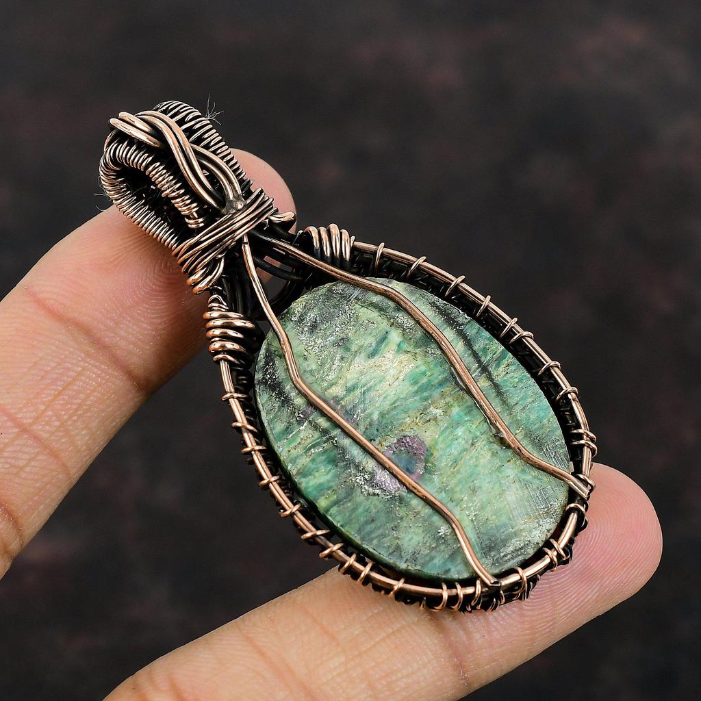 Ruby Fuchsite Pendant Copper Wire Wrapped Pendant Ruby Fuchsite Jewelry Handmade Pendant Gift For Her Gemstone Copper Jewelry Healing Stone