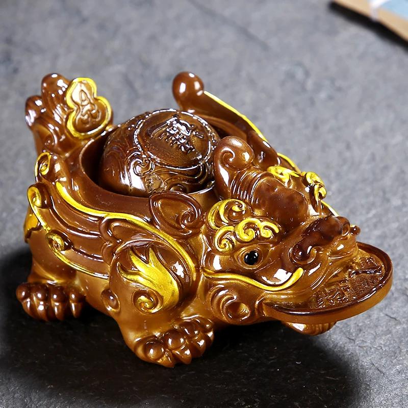 Retro Golden Toad Statue Resin Color Changing Tea Pet Lucky Tea Figurine Ornaments Can Raise Tea Set Decoration Accessories Gift