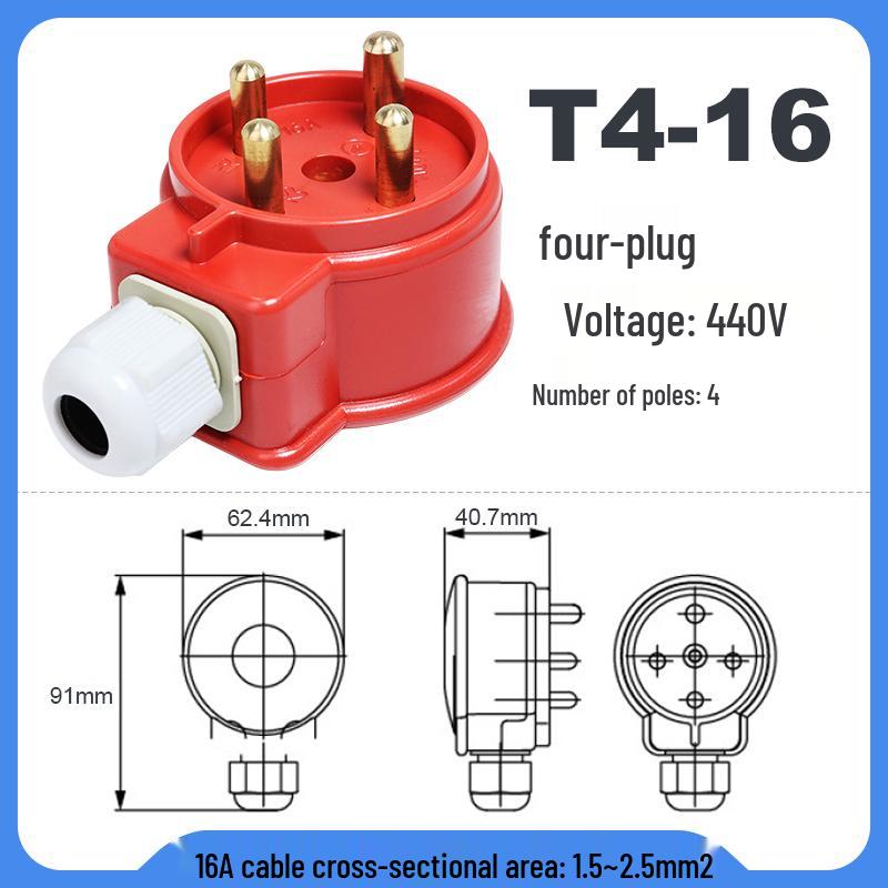 Explosion-Proof 3-Pin 5-Hole 380V Outdoor Horizontal Industrial Socket & Waterproof Plug