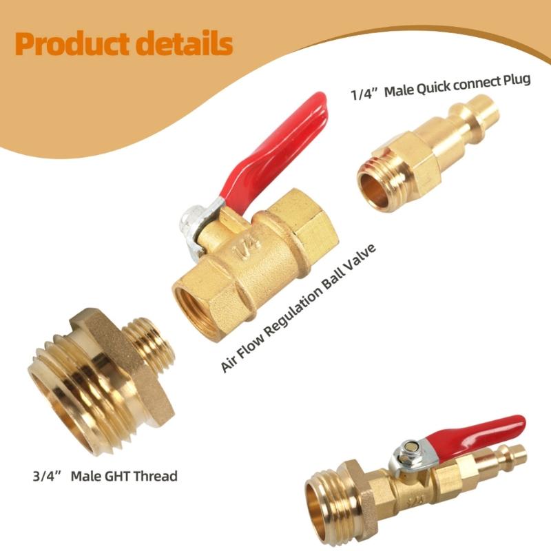 Winterizing Blowout Adapter with Shut Offs Valves, Sprinkler Blowout Adapter with Quick Connect Plug to 3/4 Garden Hose