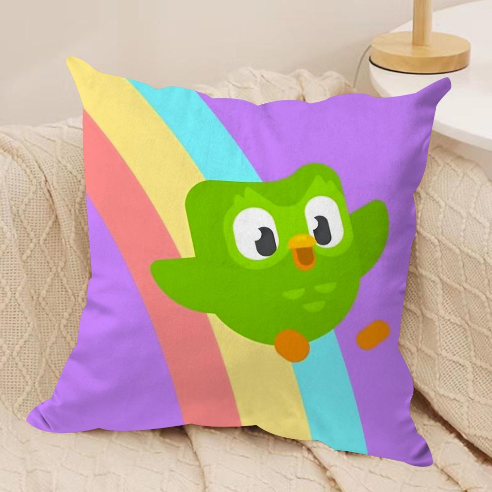 

Cute DDuolingos Cushion Cover Silky Short Plush DoubleSided Printed Pillow Case for Sofa All Seasons Home Decor Gift 30x30cm