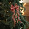 Hanging Bows for Christmas Trees 2 Pcs Velvet Bows, Shiny Bow Tree Decoration Vintage Style Topper Wreath, Garland, Xmas Party, Wedding, Baby Shower,