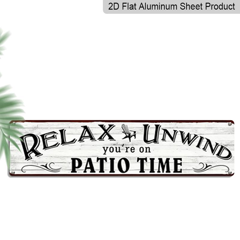 

15.7×3.94inch, 1pc of A Metal Sign That Reads Vintage Relax Unwind Patio Time . Aluminum Decorative Sign, This Metal Sign Is Designed for Outdoor 40cm x 10cm