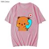 Couple T-Shirts Bubu Is Making A Call with Dudu Tshirt Cotton Clothes Women Panda and Brownie Bear Graphic Tops