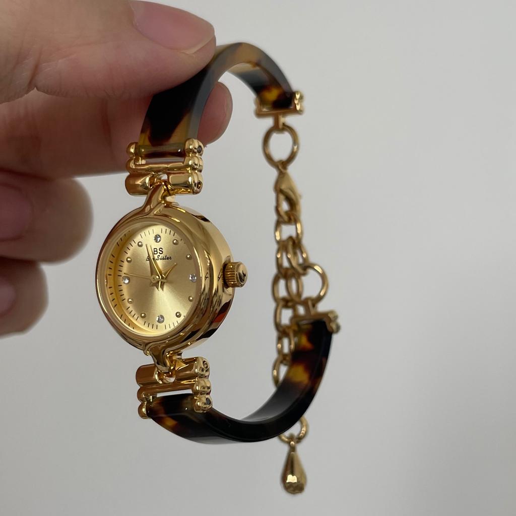 NEW Vintage Luxury Women's Watches Amber Tortoiseshell Resin Bracelet Dress Small Round Dial Watches For Woman Accessory