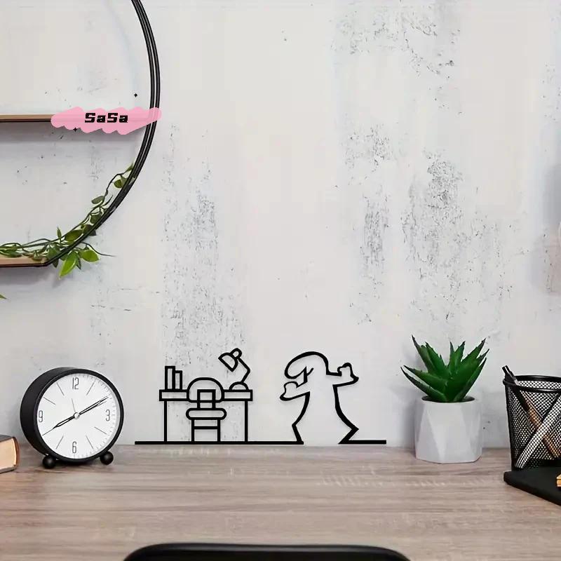 La Linea Minimalist Line Art Door Stickers Cartoon Character Design for Bedroom Kitchen Bathroom Home Decorative Vinyl Decals
