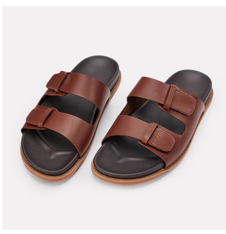 Men's Genuine Leather Non-Slip Summer Flip-Flops - Breathable Casual Beach Sandals