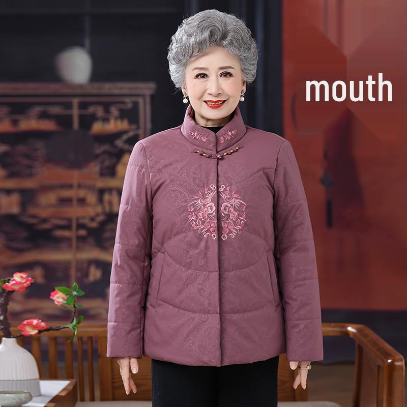 Women's Fleece Embroidered Cotton Jacket: Grandma's Thick, Warm Chinese-Style Coat for Winter