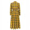 European and American French Style Retro Plaid Waist Fashionable and Elegant Big Swing Dress