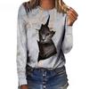 Women's Long Sleeved T-shirt Cat Case Digital 3D Printing Women's Street Sports T-shirt Top Cat T-Shirts
