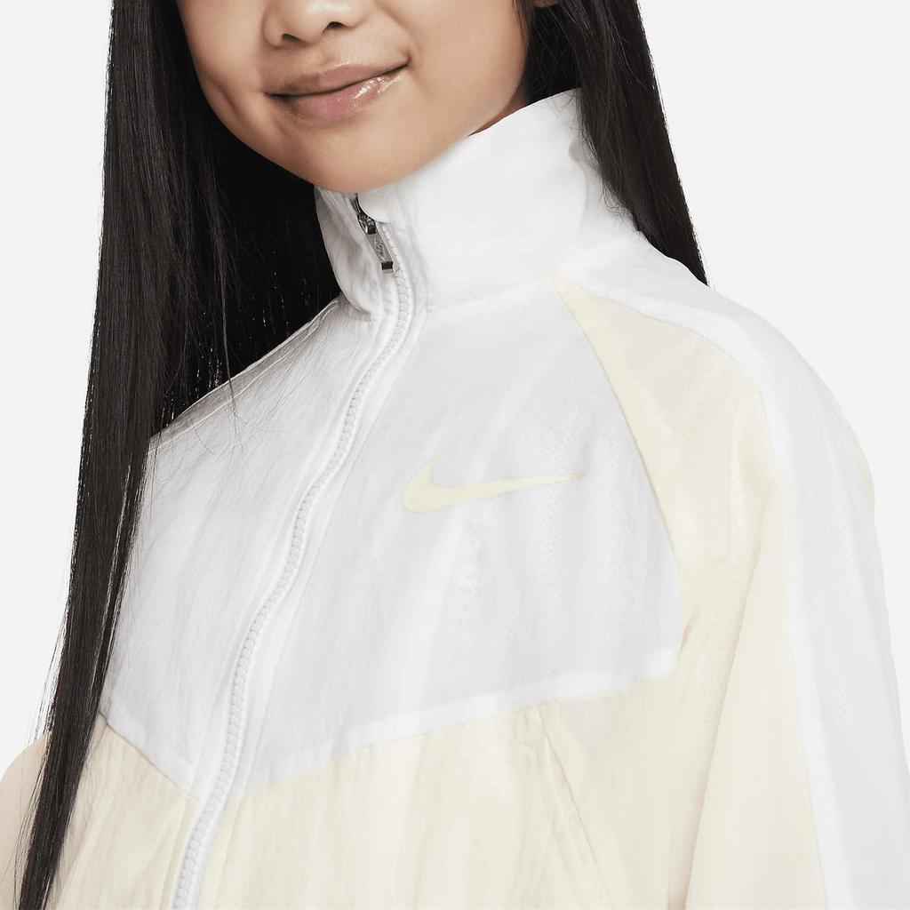 Nike Color Block Logo Print Stand Collar Long Sleeve Jacket Kids jackets Coconut-Milk FB1267-113