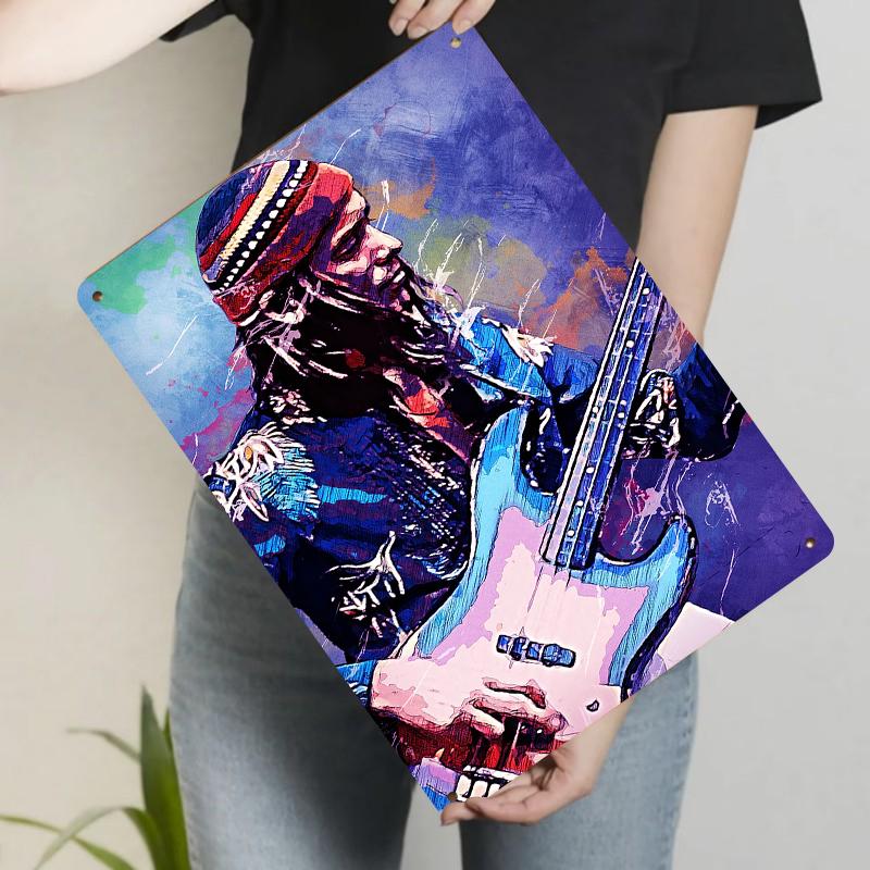 Creative Abstract Style Guitarist Metal Wall Art Home Decor Iron Painting