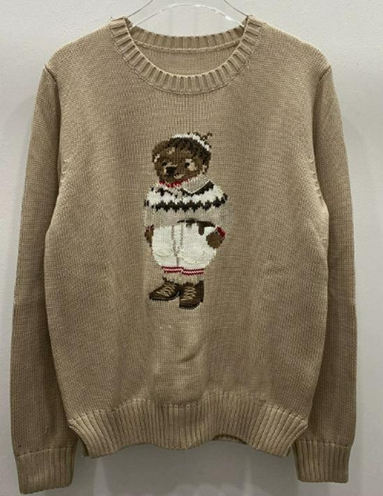 2025 R.L Wool Blend Cartoon Bear Round Neck Sweater - Women's Autumn/Winter Versatile Embroidered Style