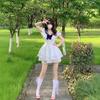 Princess On the Run Navy Collar College Style Small Spice Girl Skirt Three-layer Lace Lace Pure Sweet Trouser Dress
