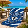 Telo da Spiaggia con Stemma Calcio SC Bastia, Asciugatura Rapida, Facile da Curare, Adatto Sia per il Fitness che per le Vacanze al Mare, Essenziale Sportivo